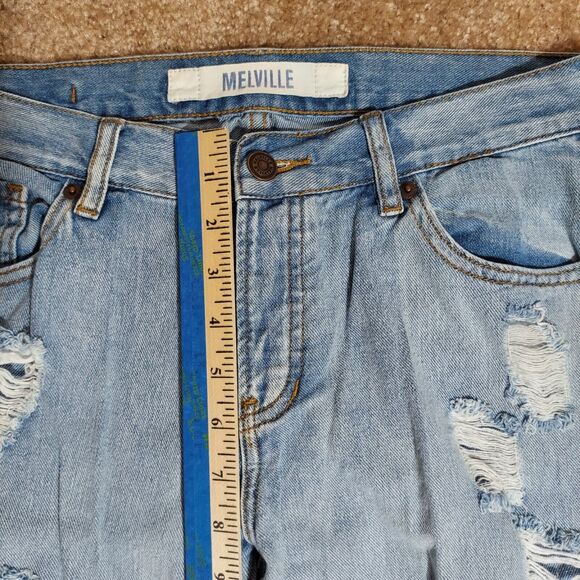 MELVILLE Womens Size 26 Distressed Jeans 30x25 Boyfriend Ankle Frayed Med Wash - Picture 8 of 12